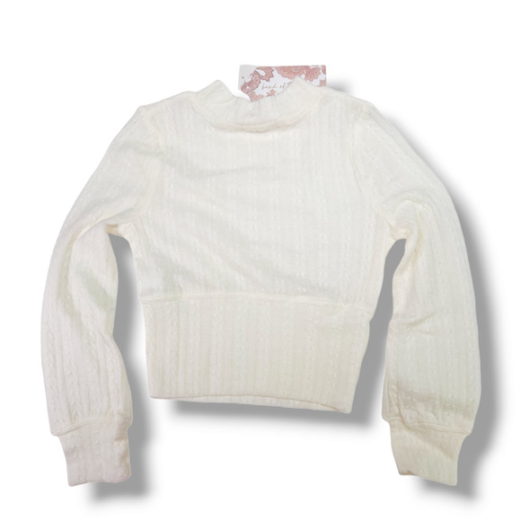 NWT B.O.G. Band of the Free Raquel Cropped Knit Sweater Top Sz. S [4-6] Ivory - Picture 2 of 10